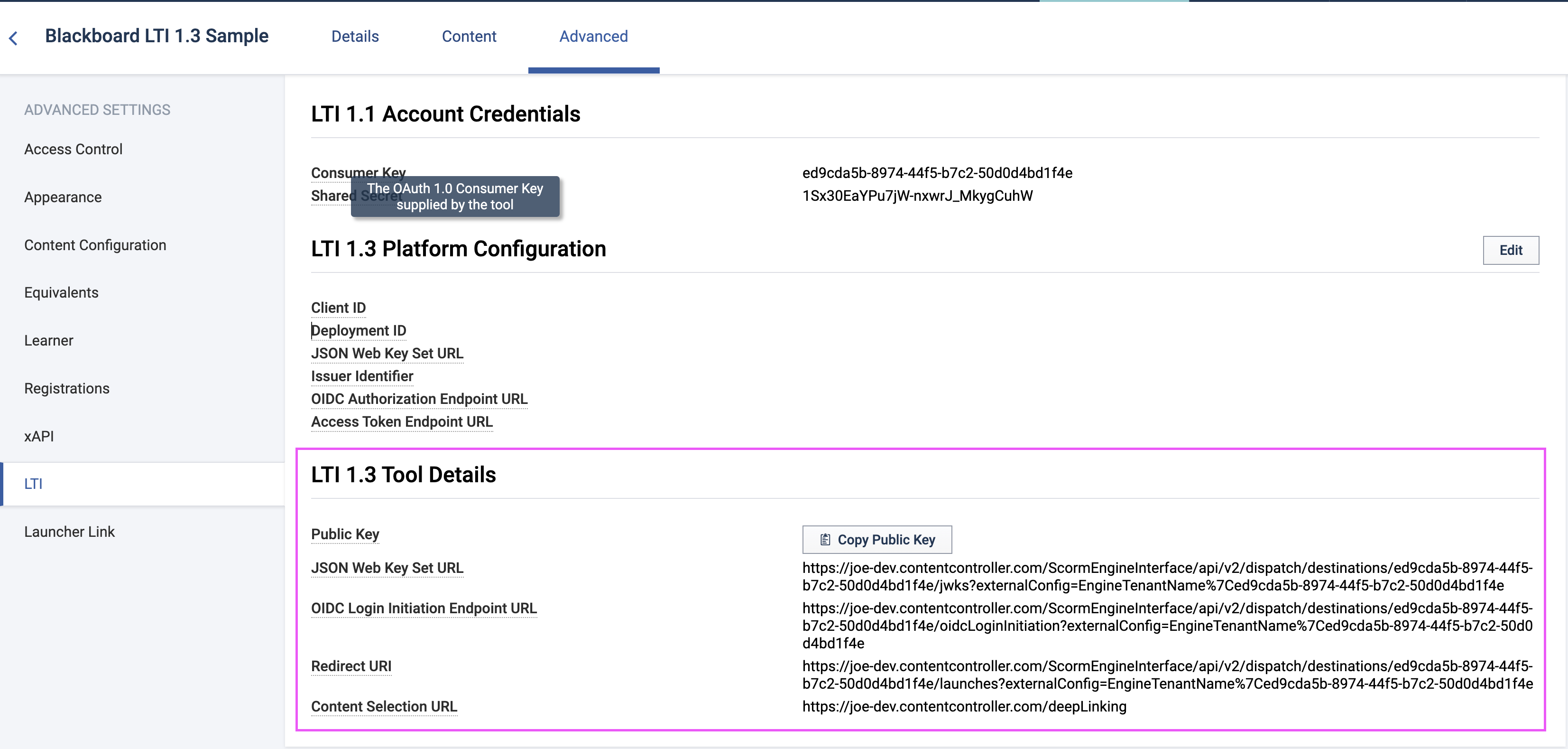 Steps to setup LTI 1.3 in Blackboard (using Content Controller) – Rustici  Software Knowledge Base